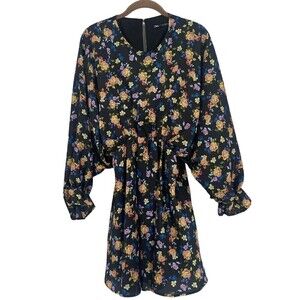 Zara Women’s Size XS Floral Dolman Sleeve Crew Neck Mini Dress Ditsy Peasant